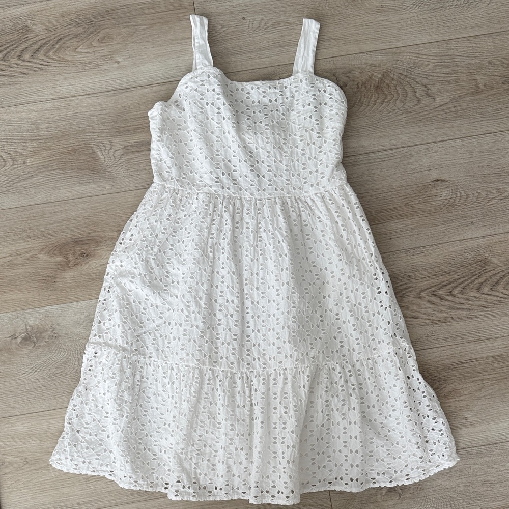 Crewcuts White Eyelet Tiered Sundress Sleeveless Summer Dress Girls Size 14